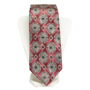 Men's Necktie Vintage ETIEENE AIGNER Diamond Print All Silk Wide Width Short Fit